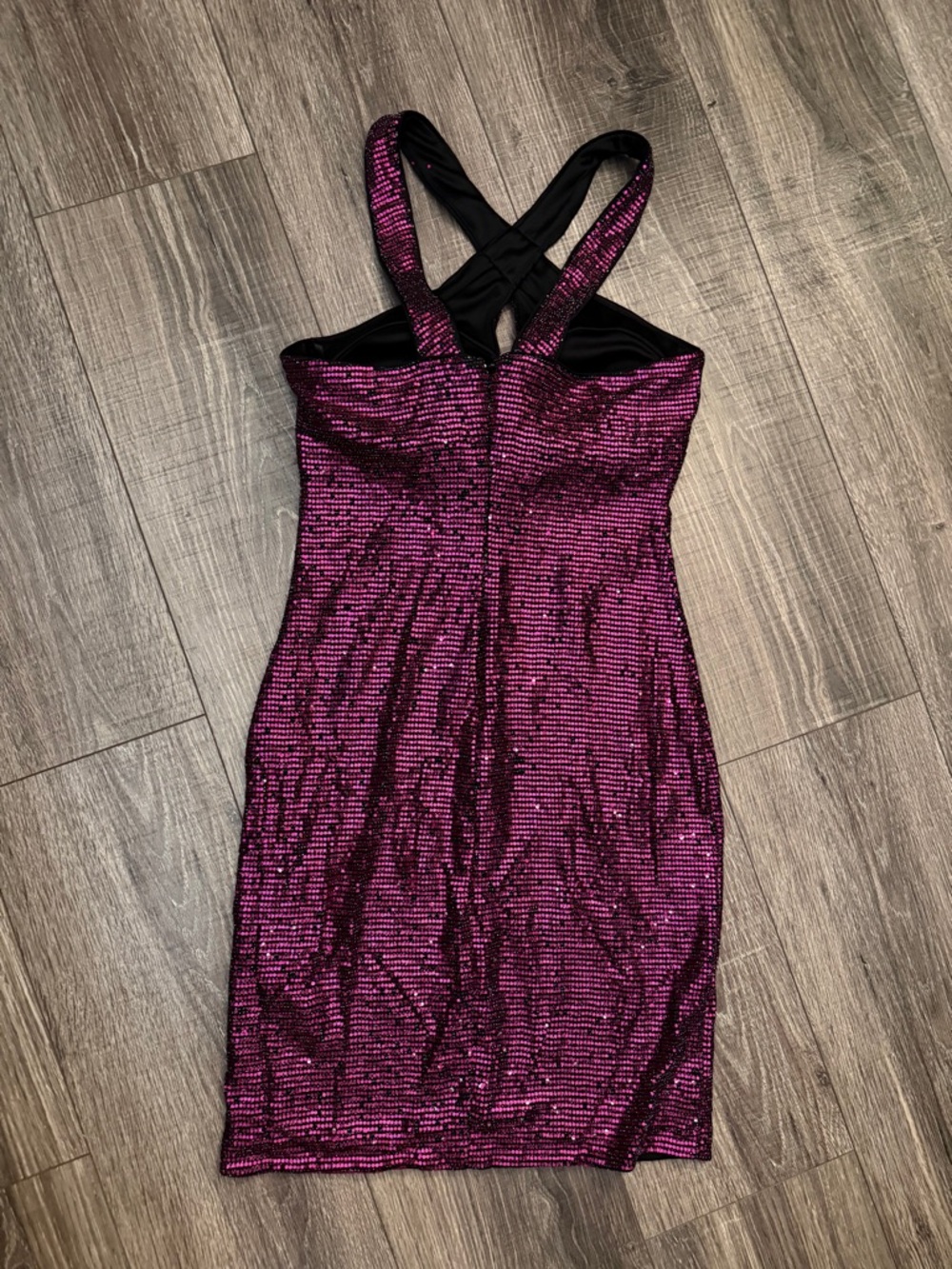 Guess Metallic Fuchsia Crossback Mini Dress - Picture 4 of 5